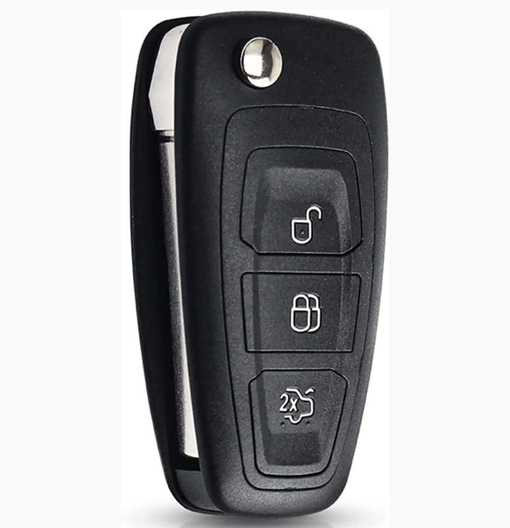 Autoschlüsselgehäuse mit 3 Tasten für Ford Transit Focus Fiesta Mondeo Connect Custom Tourneo Galaxy Kuga MK8, Autoschlüssel-Ersatz (ungeschnittenes 101 Schlüsselblatt) von Chaexii