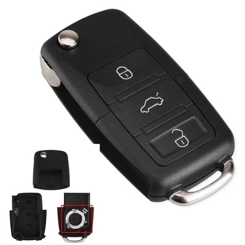 3 Tasten Ersatz-Klapp-Autoschlüsselgehäuse für Vw Golf Mk6 Tiguan Polo Passat CC Seat Skoda Octavia,Autoschlüssel Funkschlüssel von Chaexii