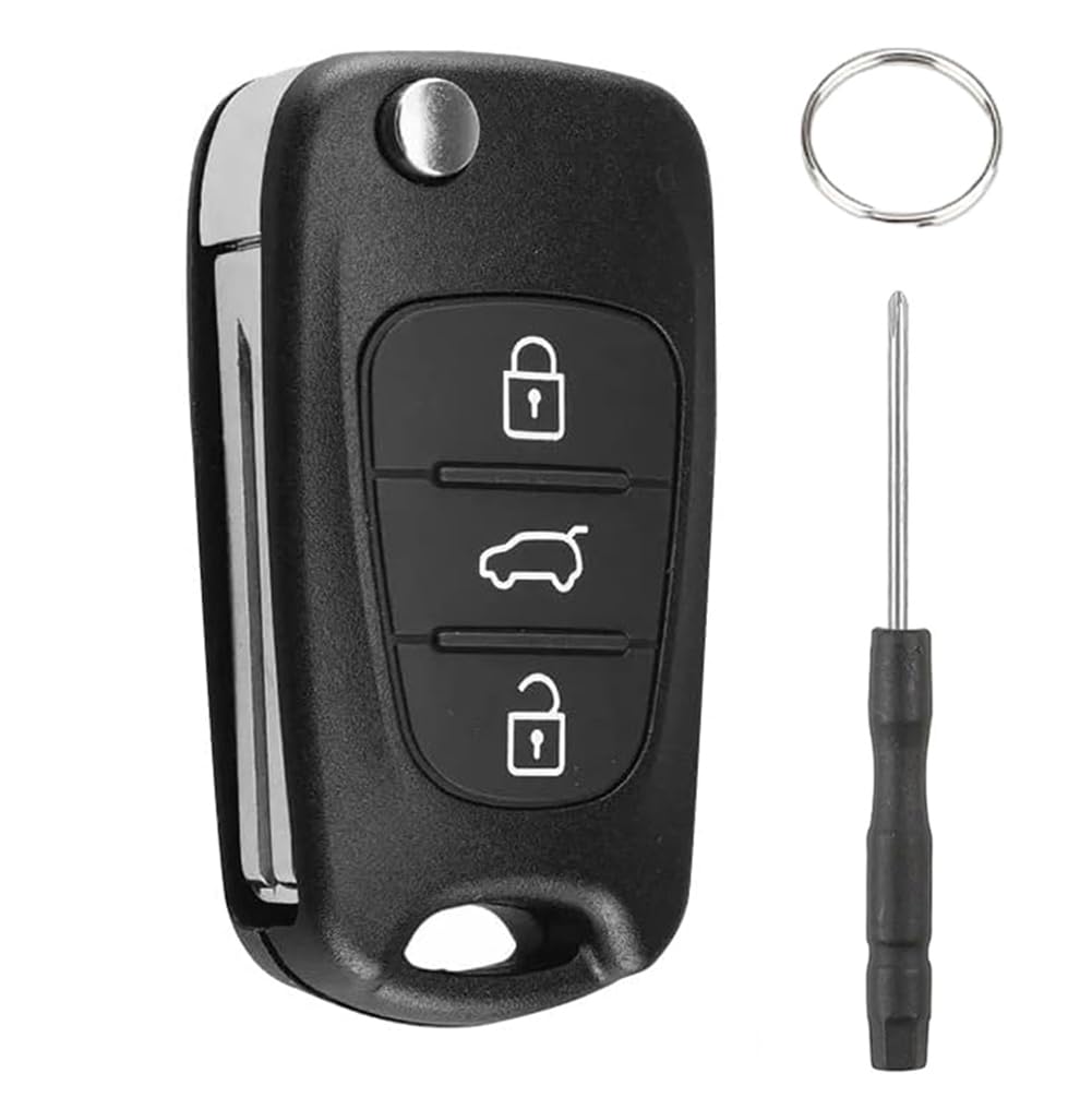 Chaexii Hyundai Schlüsselanhänger für Hyundai i20, i30, i35, iX20, iX35 und Kia Ceed Soul Sportage Venga, 3 Tasten, Schlüsselgehäuse, Zubehör, Schlüsselanhänger + Schraubendreher von Chaexii