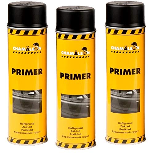 Chamäleon 1K Grundierung Spray 500ml Füller Acryl Primer Filler Schichtfüller Korrosionsschutz (Schwarz, 3) von Chamäleon