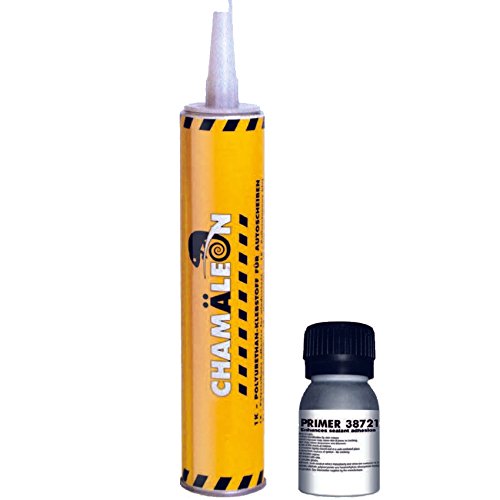 Chamäleon POLYURETHAN KLEBER KLEBSTOFF SCHEIBENKLEBER 310ml SCHWARZ + Glass Primer 30ml von Chamäleon