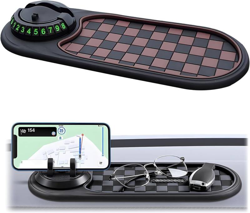 Auto Antirutschmatte Handyhalterung, Auto Armaturenbrett Car Anti-Slip Mat Phone Holder, Silikon Auto Dashboard Matte Mit 360 Grad Drehbare Telefonhalterung Für Autodekorationen (Braun) von Chansunokku