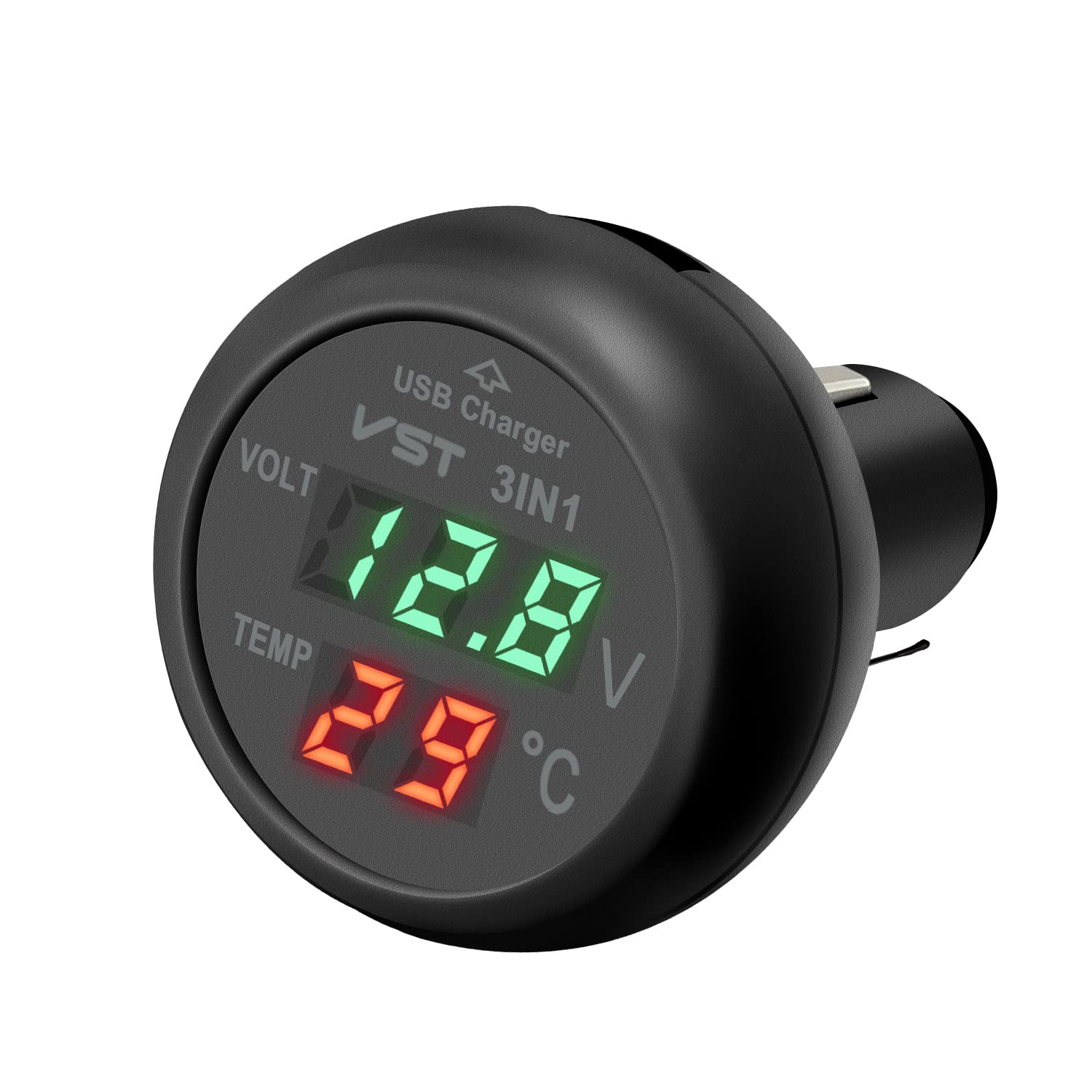 Wasserdichtes Voltmeter, 12 V, mit USB-Anschluss für Fahrzeuge, 12 V/24 V von Giantdeer