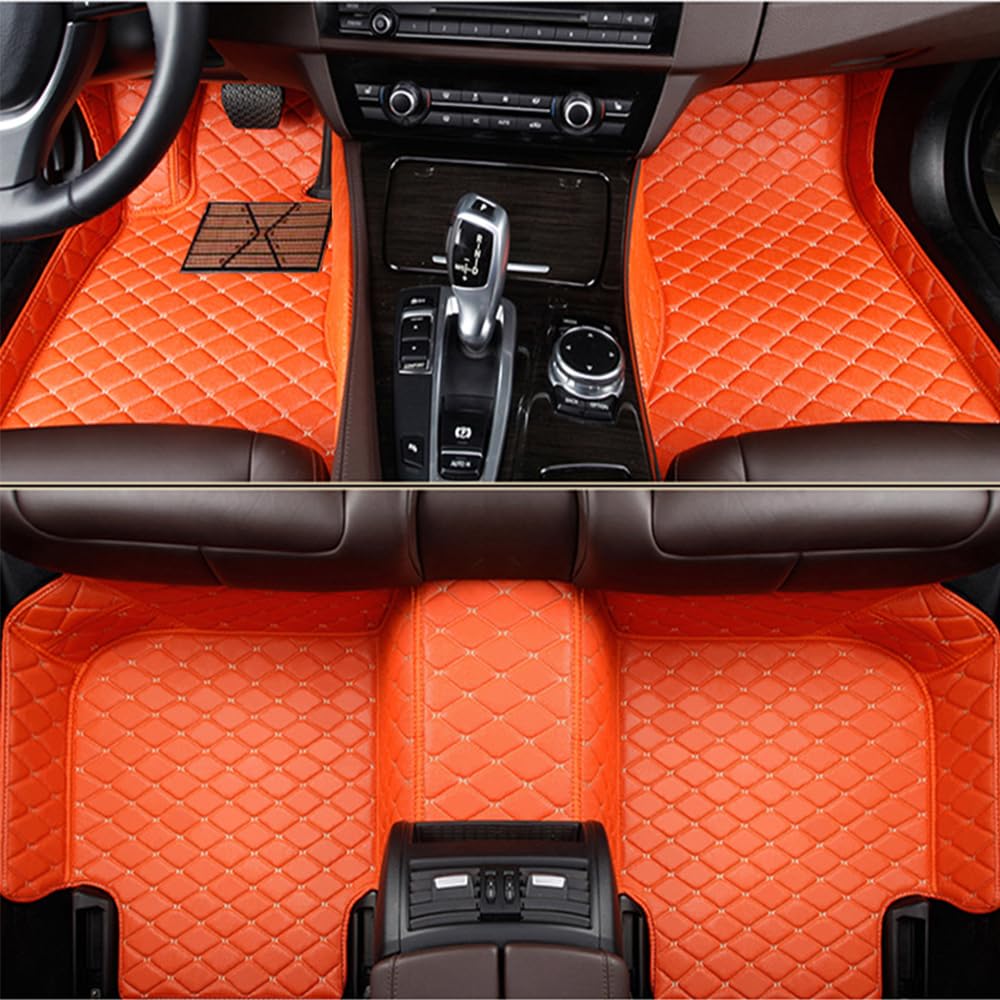 Nach Maß Auto FußMatten für 95% Aller Coupe,Kombi,SUV,Cabriolet,Stufenheck,Schrägheck,wasserdichte Fussmatten Auto Aus Leder（Orange） von Cheerbushe