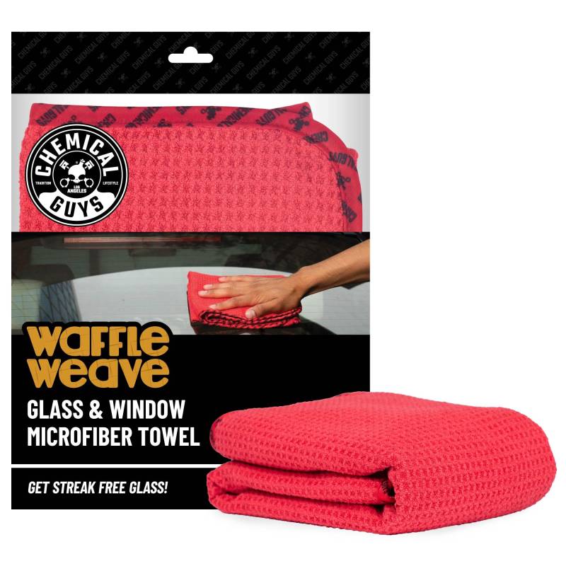 Chemical Guys MIC707 Mikrofaser-Handtuch für Glas und Fenster, Waffelmuster, 61 x 40,6 cm, Rot von Chemical Guys