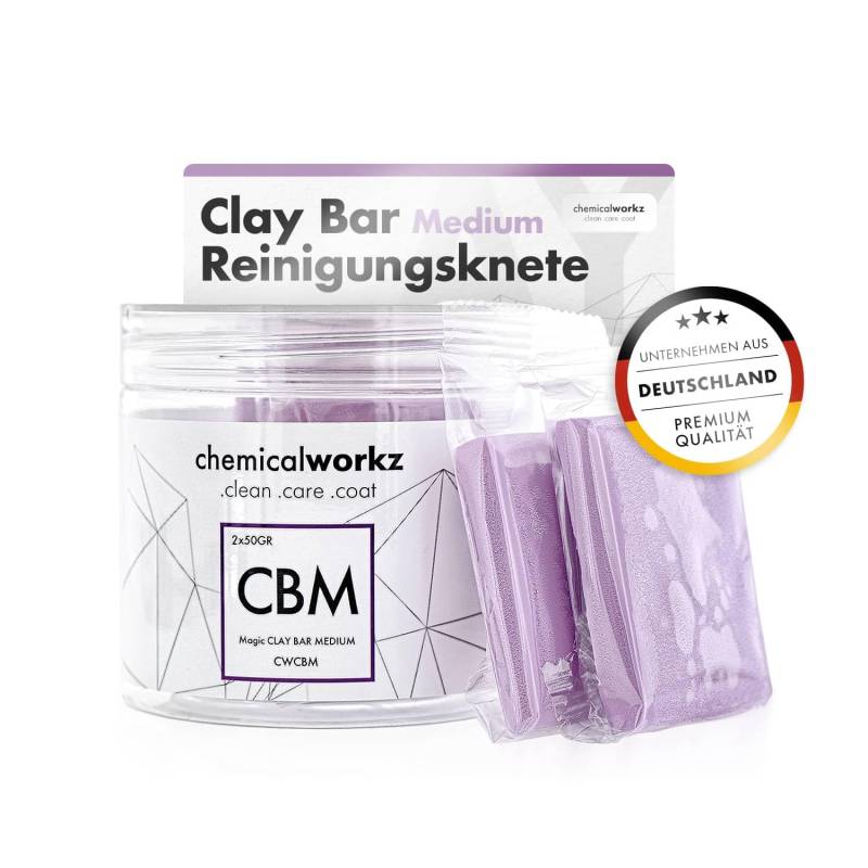 chemicalworkz® Magic Clay Bar (2x 50g) Reinigungsknete - Medium Reinigungsknetmasse & Lackreinigungsknete zur Auto Lackpflege & Lackreinigung von Chemicalworkz