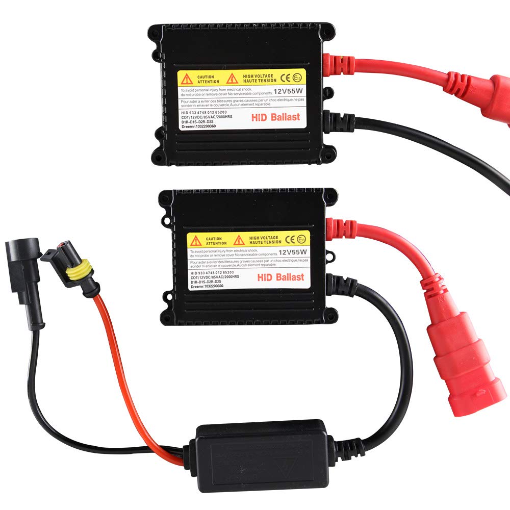 Chemini HID-Vorschaltgeräte, 12 V, 55 W, HID-Xenon-Vorschaltgerät, schlankes digitales HID-Set, universell für H1, H3, H7, H8, H9, H11, 9005, 9006, H4, 2 Stück von Chemini