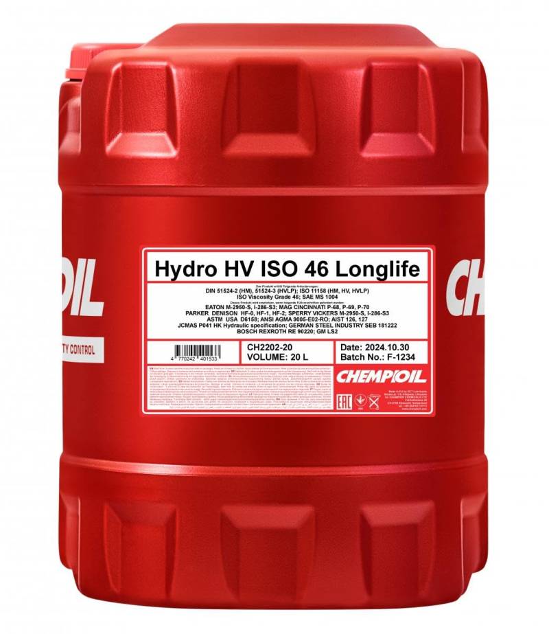 CHEMPIOIL Hydro HV ISO 46 LONGLIFE 20 L von Chempioil