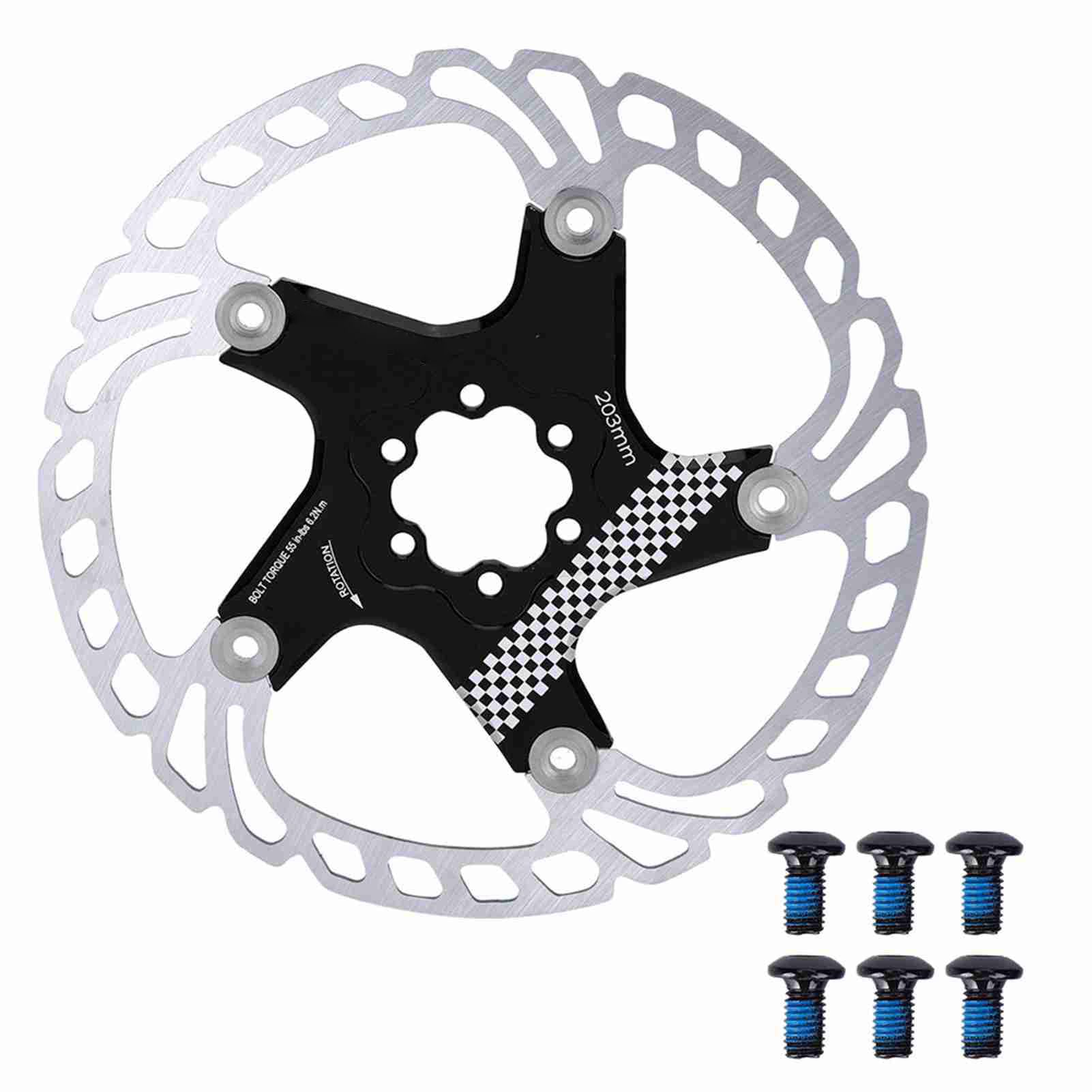 203mm Floating Disc Brake for Mountain Bikes, CNC accurate Made, Stainless Steel and Aluminum Alloy Construction, Heat Dissipation, Two Color Options (Black+Silver) von ChengyuWei