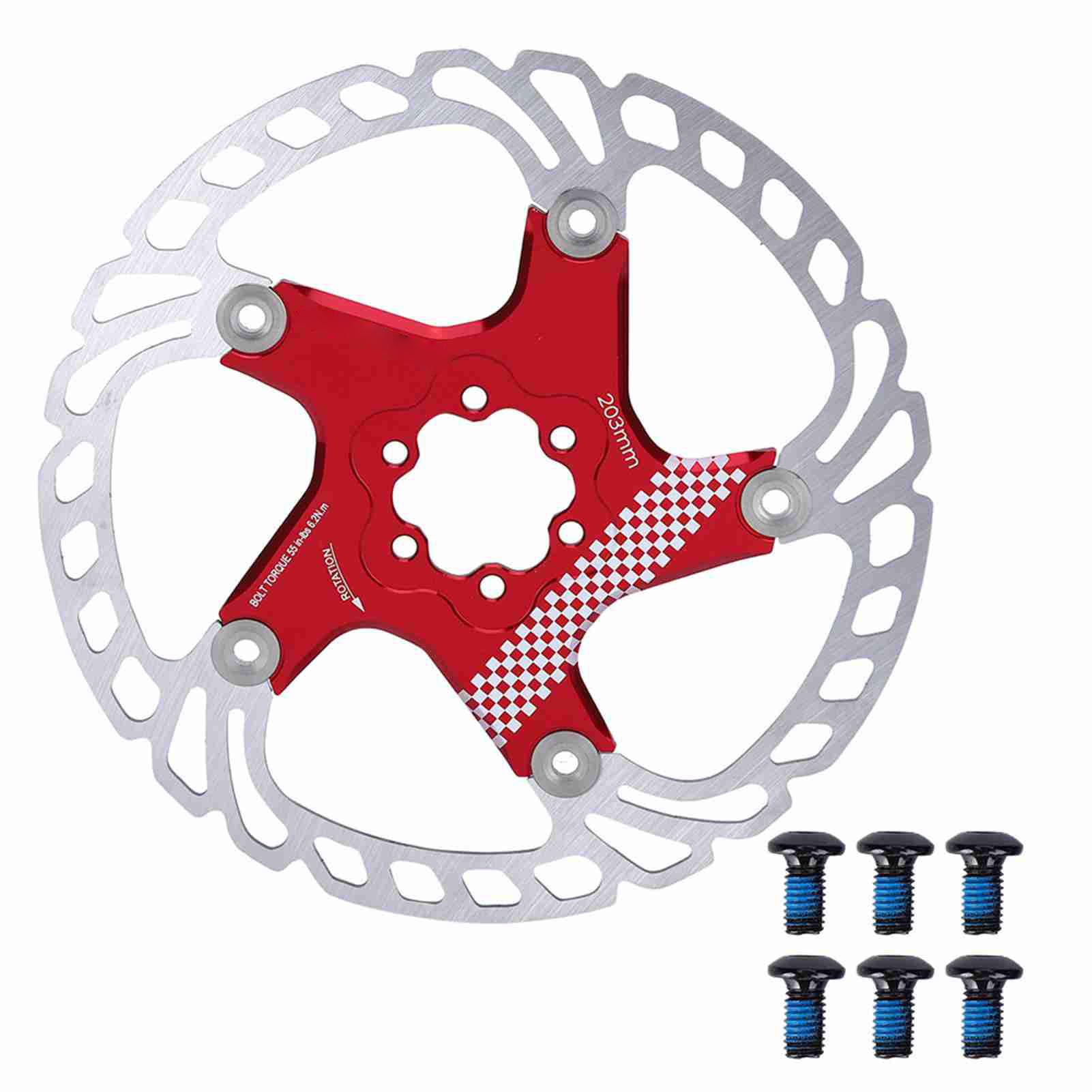 203mm Floating Disc Brake for Mountain Bikes, CNC accurate Made, Stainless Steel and Aluminum Alloy Construction, Heat Dissipation, Two Color Options (Red + Silver) von ChengyuWei