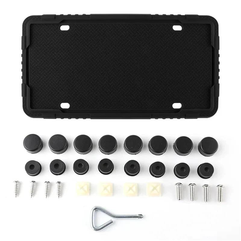 2 Stücke Silikon Auto Kennzeichen Rahmen Multi-Farbe Amerikanischen Standard Auto Kennzeichen Halter Schraube Set(2PCS Black) von Chenhj