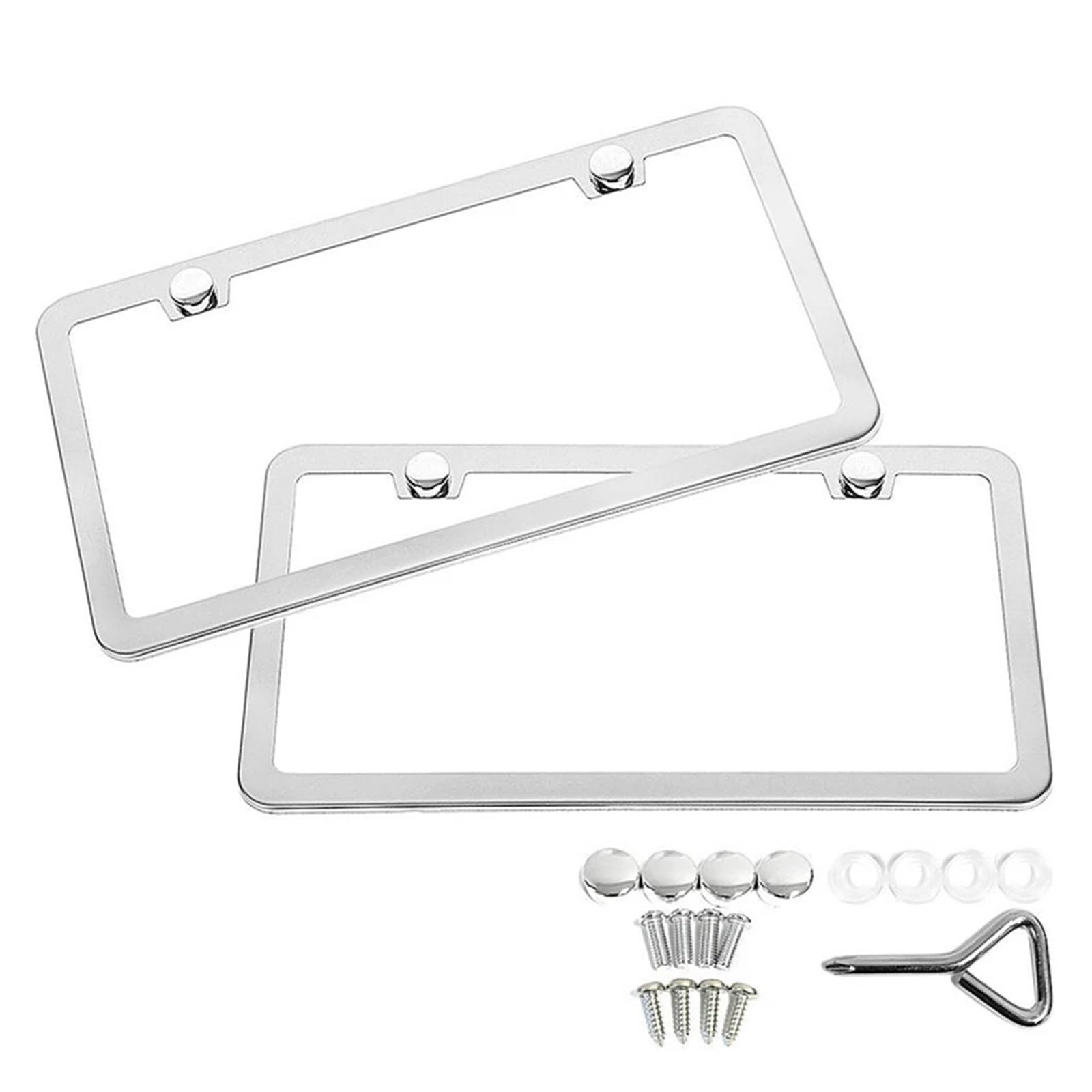 2Pcs Edelstahl Auto Kennzeichen Rahmen Abdeckungen Kit Decor Schützen Deckel Mit Chrom Schraube Kappen Silber 2Pcs Edelstahl Auto Kennzeichen Rahmen Abdeckungen Kit Decor Schützen Deckel Mit Chrom Schraube Kappen Silber von Chenhj