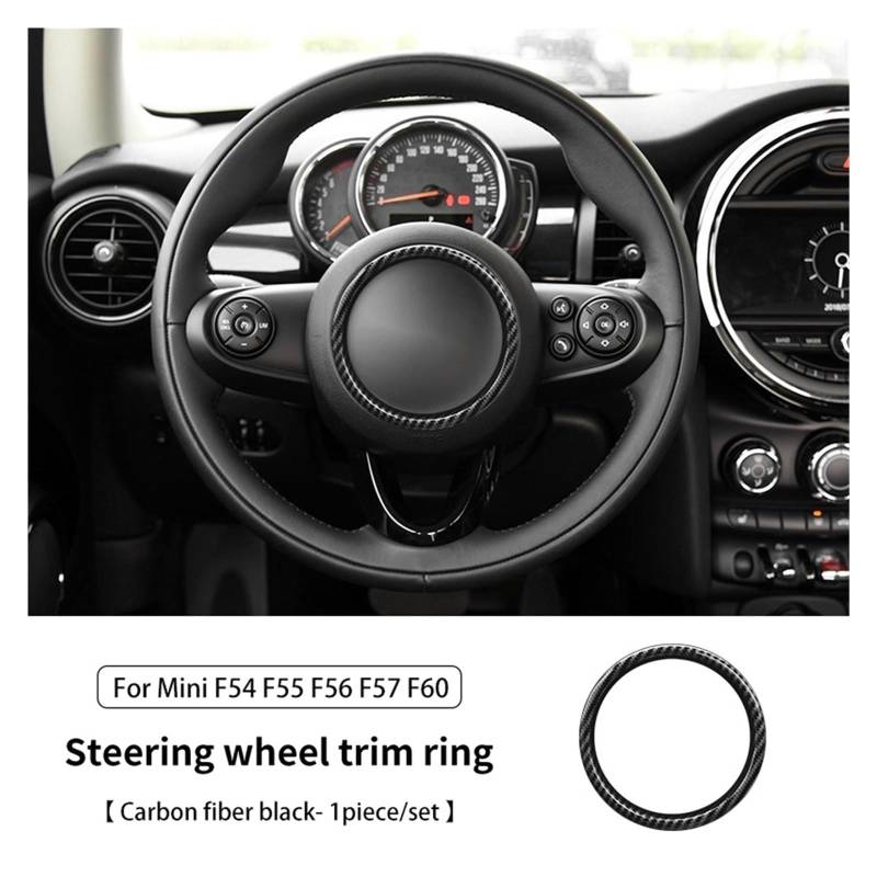 Auto-Lenkrad-Center-Logo-Kreis-Ri&ng-Abdeckungsaufkleber Kompatibel Mit Mi&NI Coo&per F54-F60 CLU&bman Countryman(Carbon Fiber Black) von Chenhj