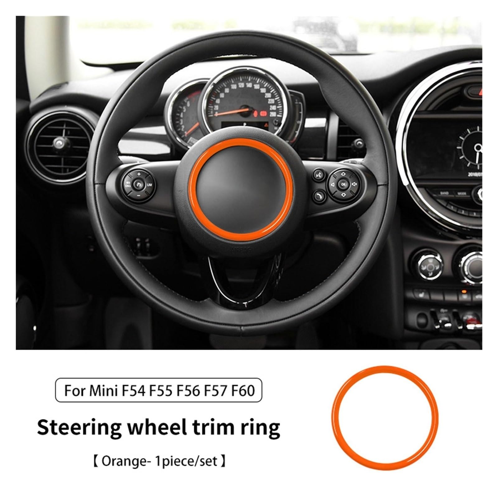 Auto-Lenkrad-Center-Logo-Kreis-Ri&ng-Abdeckungsaufkleber Kompatibel Mit Mi&NI Coo&per F54-F60 CLU&bman Countryman(Orange) von Chenhj