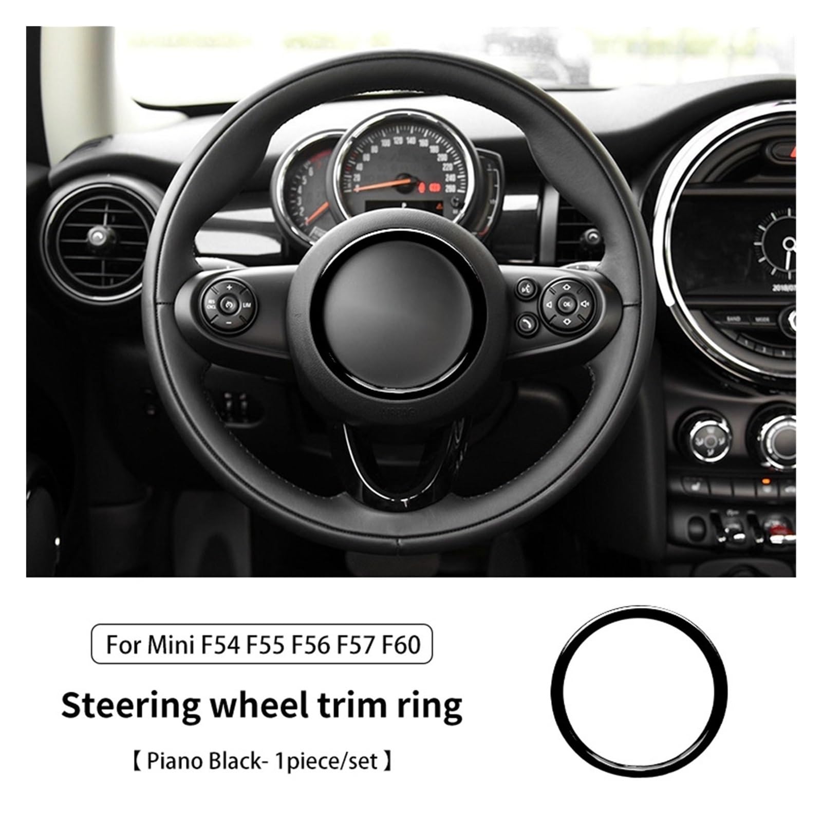Auto-Lenkrad-Center-Logo-Kreis-Ri&ng-Abdeckungsaufkleber Kompatibel Mit Mi&NI Coo&per F54-F60 CLU&bman Countryman(Piano Black) von Chenhj