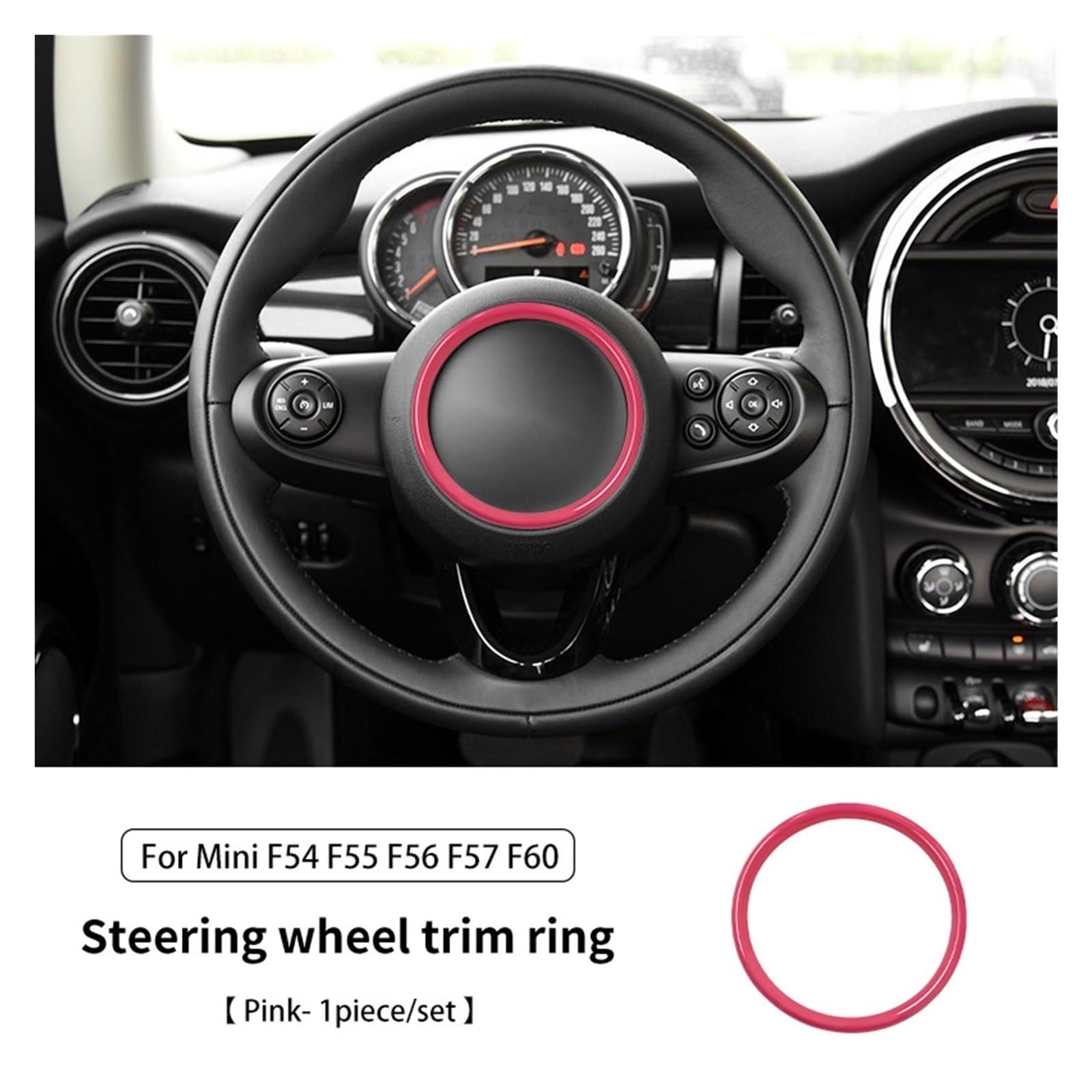 Auto-Lenkrad-Center-Logo-Kreis-Ri&ng-Abdeckungsaufkleber Kompatibel Mit Mi&NI Coo&per F54-F60 CLU&bman Countryman(Pink) von Chenhj