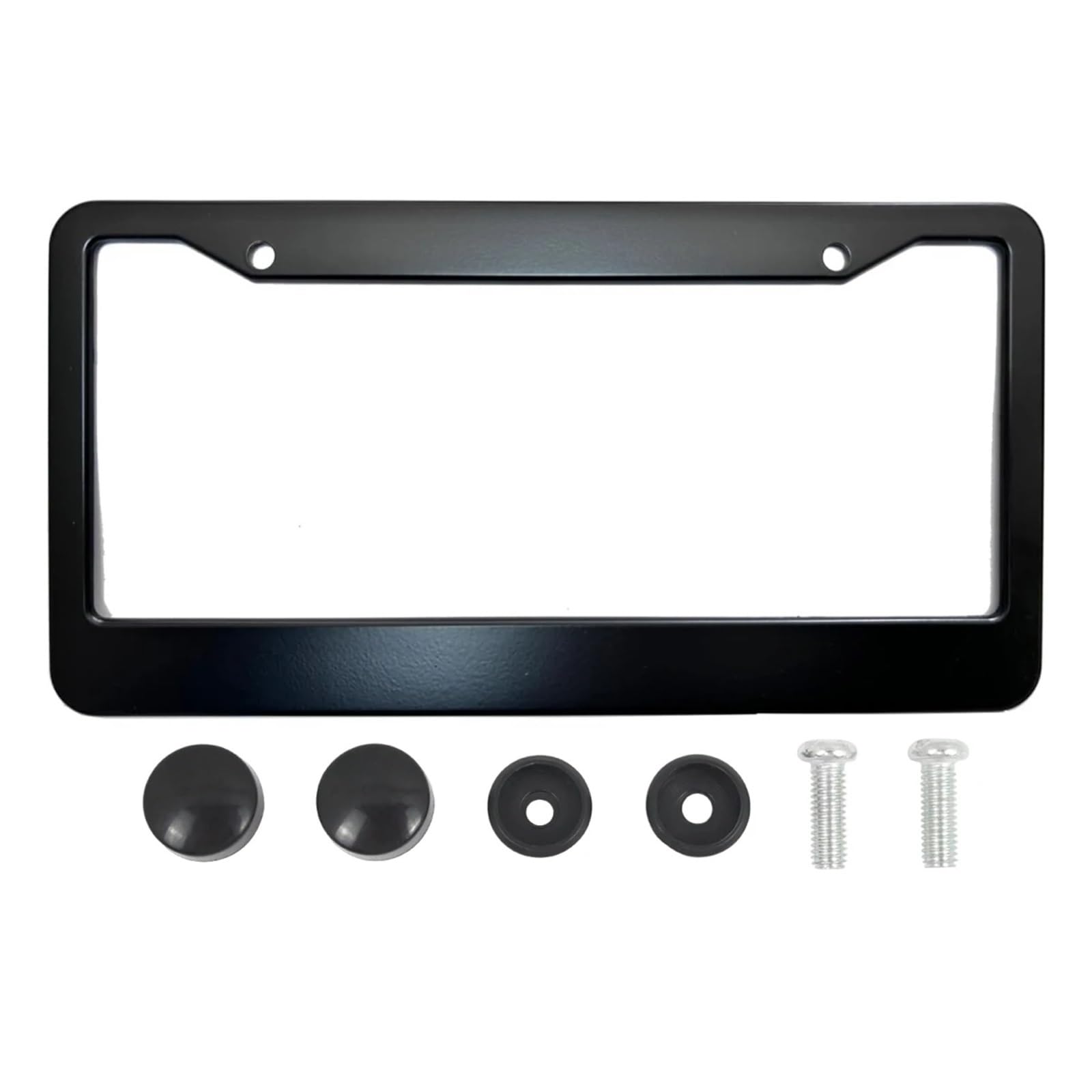 Nummernschildrahmenabdeckung aus Aluminiumlegierung, 2 Löcher for den Nummernschildhalter vorne und hinten, mit Schraubenkappen, silberfarben(Black) von Chenhj