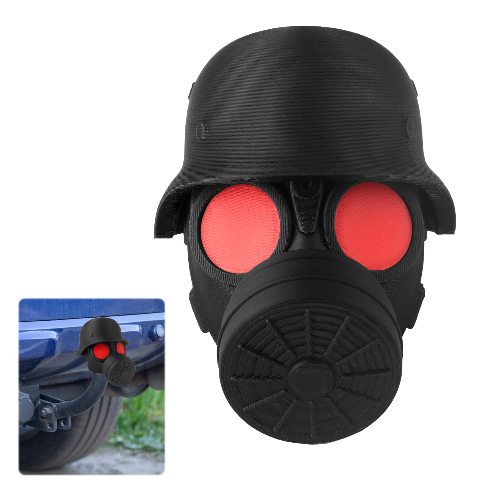 Anhängerkupplung Abdeckung, Abdeckung Anhängerkupplung mit Fun Gasmaske Helm, Staubdicht & Wasserdicht, Hänger Kupplung Kappe für Kugelkopfkupplungen(Rot) von Chenove
