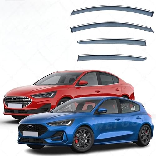 WINDABWEISER für Ford Focus Hatchback/Sedan MK4-C159 2019+ Silver Bright Window Strips, Autofenster Windabweiser Fenster Visiere Lüftung Sabweiser Seitenfenster-Visier WINDABWEISER für Ford Focus Hatchback/Sedan MK4-C159 2019+ Silver Bright Window Strips, Autofenster Windabweiser Fenster Visiere Lüftung Sabweiser Seitenfenster-Visier von Cherry66
