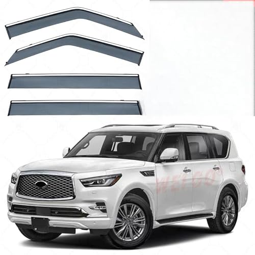 WINDABWEISER für Infiniti QX80 MK2-Z62 2011-2022 Silver Bright Window Strips, Autofenster Windabweiser Fenster Visiere Lüftung Sabweiser Seitenfenster-Visier WINDABWEISER für Infiniti QX80 MK2-Z62 2011-2022 Silver Bright Window Strips, Autofenster Windabweiser Fenster Visiere Lüftung Sabweiser Seitenfenster-Visier von Cherry66