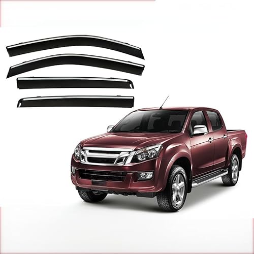 WINDABWEISER für Isuzu D-MAX Pickup MK2-RT 2013-2020 Silver Bright Window Strip, Autofenster Windabweiser Fenster Visiere Lüftung Sabweiser Seitenfenster-Visier WINDABWEISER für Isuzu D-MAX Pickup MK2-RT 2013-2020 Silver Bright Window Strip, Autofenster Windabweiser Fenster Visiere Lüftung Sabweiser Seitenfenster-Visier von Cherry66