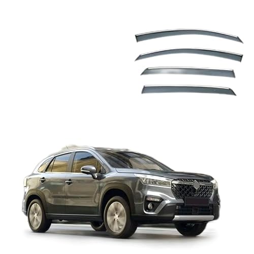 WINDABWEISER für Suzuki SX4 S-Cross MK3 2021+ Silver Bright Window Strips, Autofenster Windabweiser Fenster Visiere Lüftung Sabweiser Seitenfenster-Visier WINDABWEISER für Suzuki SX4 S-Cross MK3 2021+ Silver Bright Window Strips, Autofenster Windabweiser Fenster Visiere Lüftung Sabweiser Seitenfenster-Visier von Cherry66