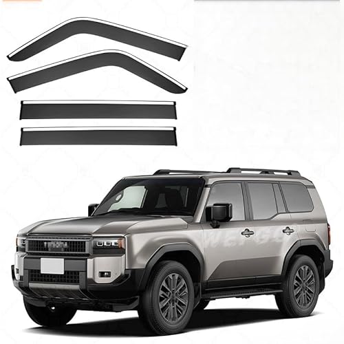 WINDABWEISER für Toyota Prado FJ250 MK5-J250 Silver Bright Window Strip 2024+, Autofenster Windabweiser Fenster Visiere Lüftung Sabweiser Seitenfenster-Visier WINDABWEISER für Toyota Prado FJ250 MK5-J250 Silver Bright Window Strip 2024+, Autofenster Windabweiser Fenster Visiere Lüftung Sabweiser Seitenfenster-Visier von Cherry66