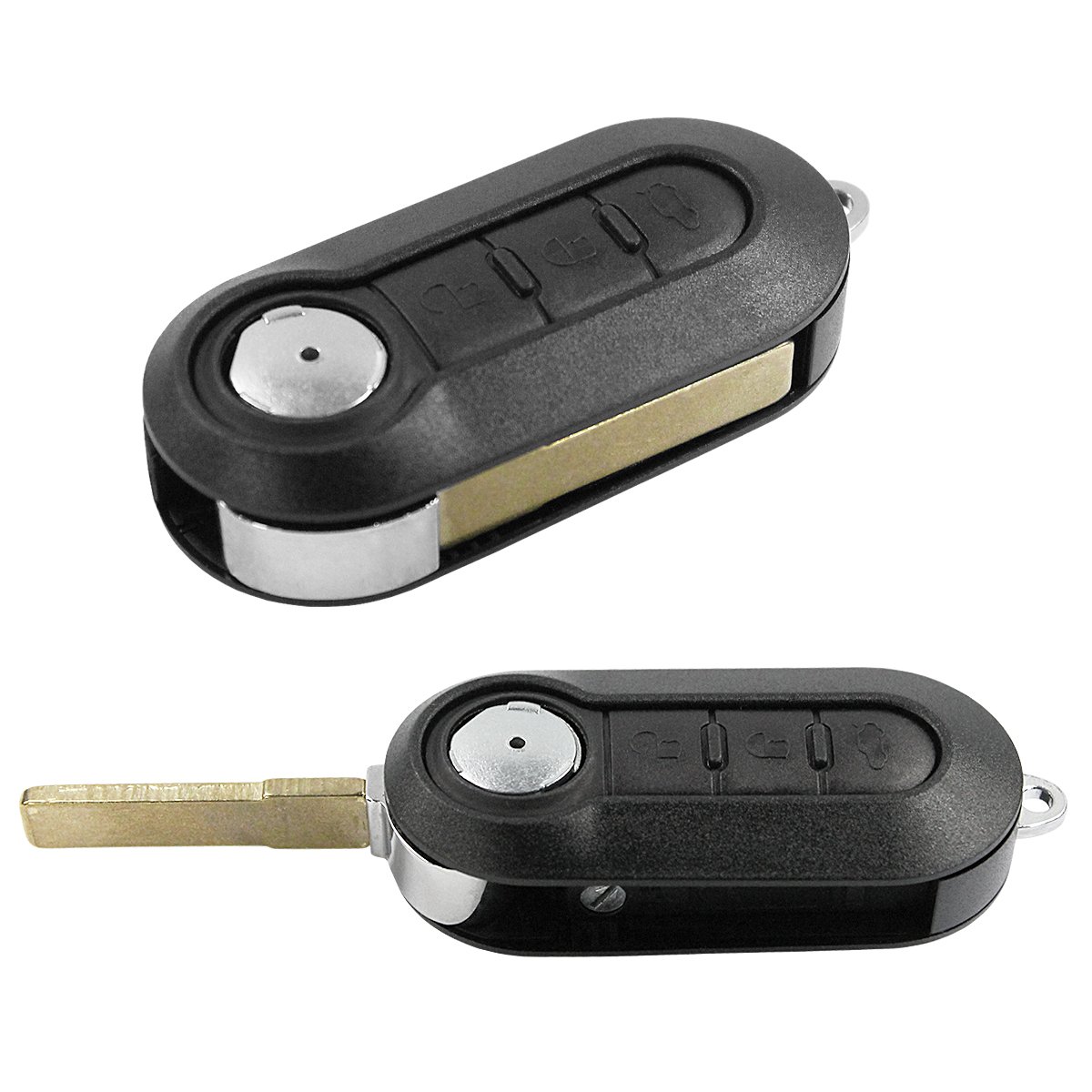 Schlüsselgehäuse für Fernbedienung, Schwarz, 3 Tasten und Klingen für FIAT von Chiavit