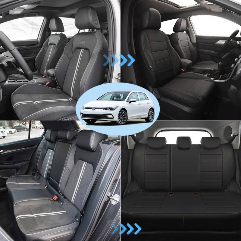 Autositzbezug Set Protector Schwarz Sitzbezüge Spezifisch Maßgeschneidert Dediziert Nur für VW Golf 8 2021 (DZ104YT) von Chifeng