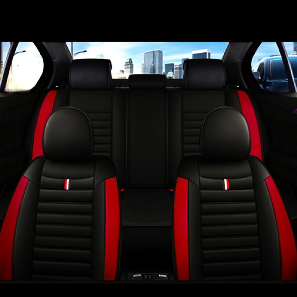 Chifeng Autositzabdeckung Leder Universal Sitzbezüge Vorne+hinten Sitzschutz Passend Für VW Mercedes-Benz Toyota Ford Kia Skoda (rot) von Chifeng