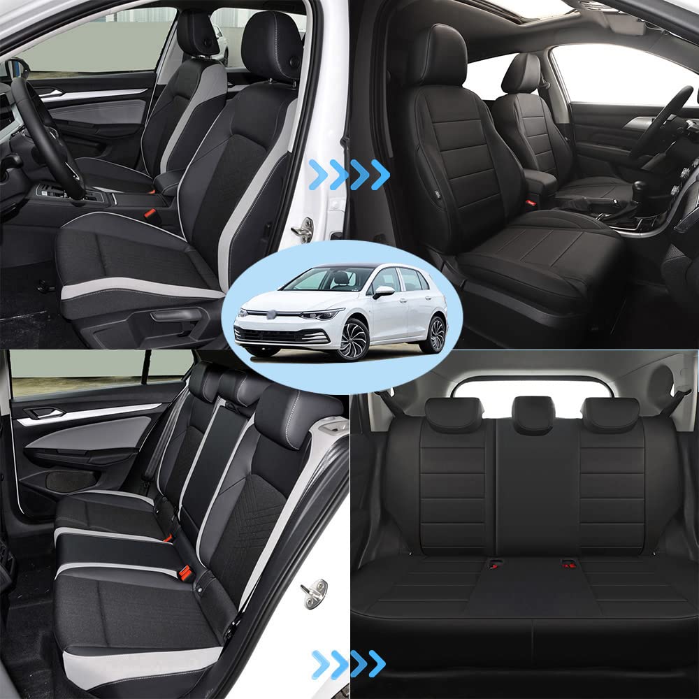 Autositzbezug Set Protector Schwarz Sitzbezüge Spezifisch Maßgeschneidert Dediziert Nur für VW Golf 8 2021 (DZ104NT) von Chifeng
