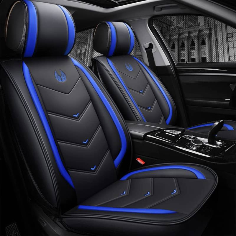 Chifeng Leder Auto Sitzbezug kompatibel mit für Ford Kuga, Vorder- und Rücksitz Protektoren mit verbesserter Airbag-Kompatibilität für ultimativen Schutz und Stil. (Blau) von Chifeng