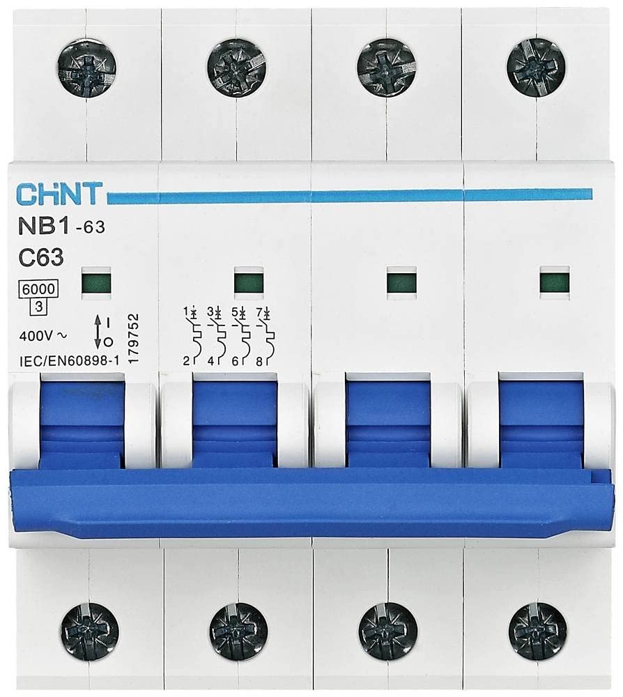 Chint NB1-63C4P63 Serie Miniatur-Sicherungsschalter, 63 A, 4-polig, C-Curve, 6 kA Chint NB1-63C4P63 Serie Miniatur-Sicherungsschalter, 63 A, 4-polig, C-Curve, 6 kA von Chint