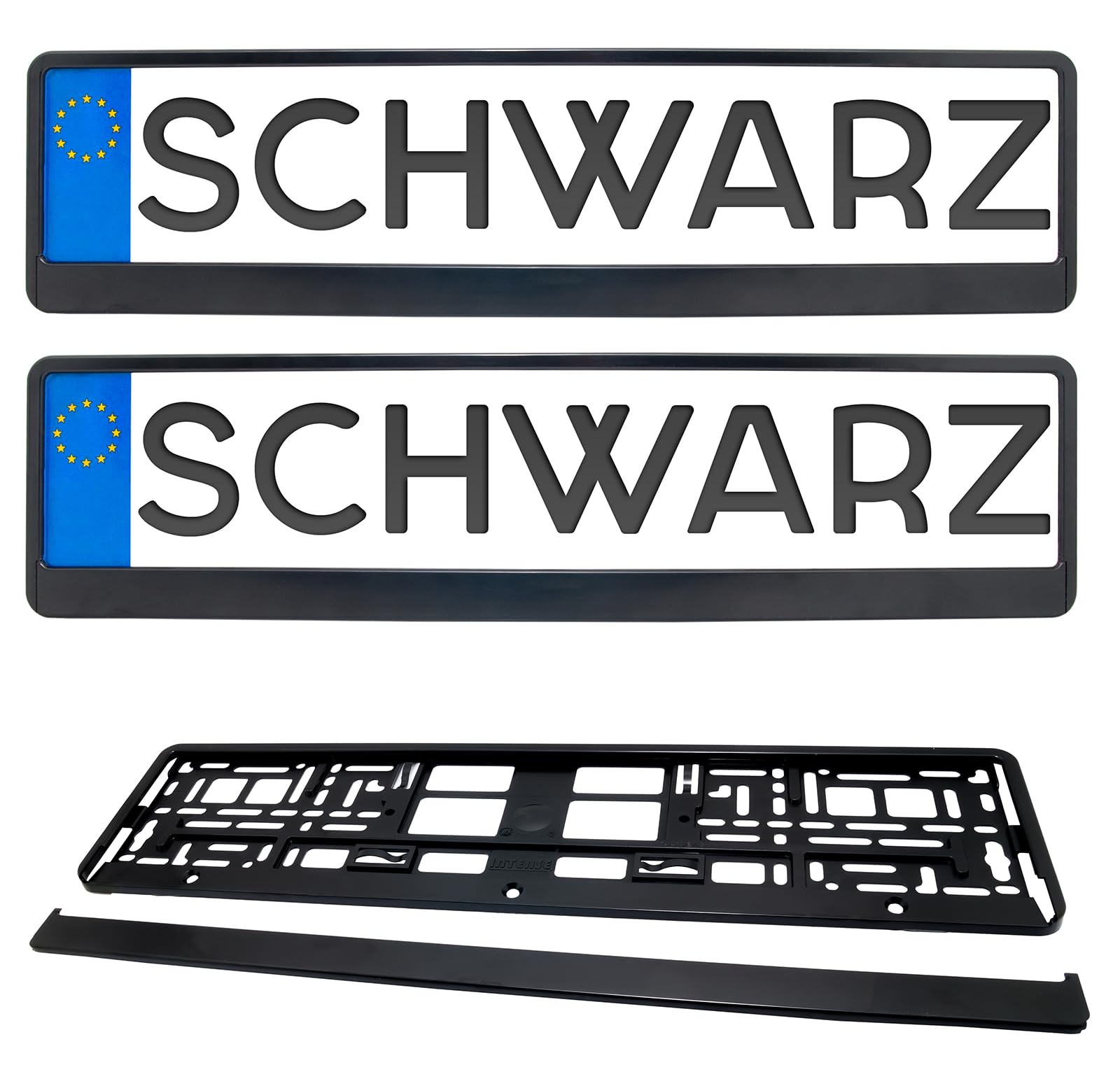Kennzeichenhalter in Schwarz Satz 2 Stück Kennzeichen Nummernschild Halter für EU KFZ-Kennzeichen einfache Montage Made in The EU… von ChipPower