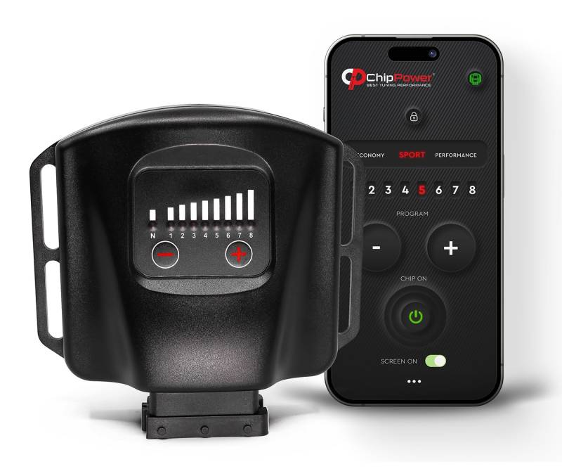 ChipPower VTX9 Chip Box mit frei APP kompatibel mit SsangYong Korando IV 1.5 TGDi 120 kW 163 PS 2019+ Tuningbox Diesel Chip Tuning Box Leistungssteigerung und weniger Verbrauch von ChipPower