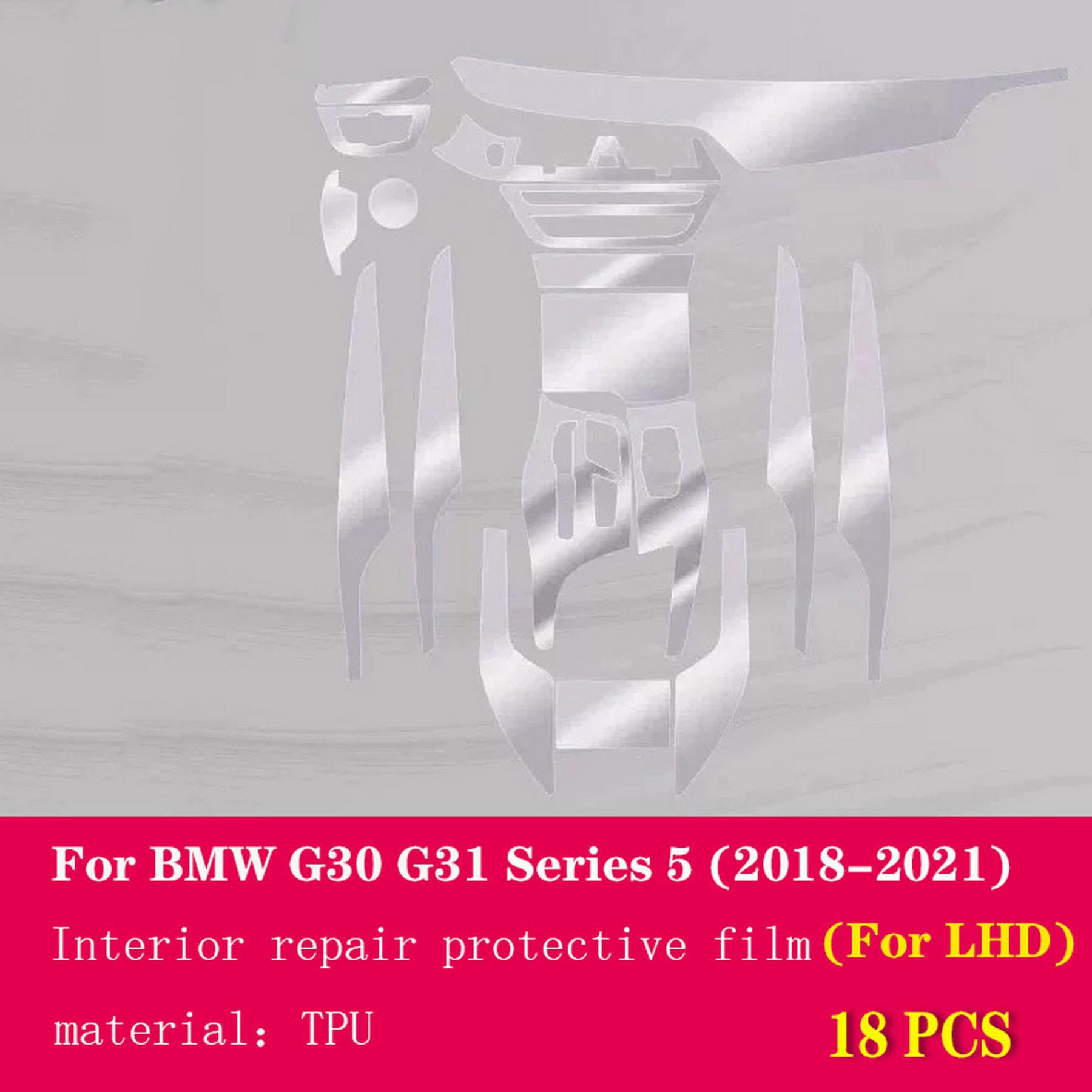 ChrOx Auto Innenausstattung Mittelkonsole Unsichtbar Auto Anzug TPU Schutzfolie Anti-Kratz-Zubehör, für BMW G30 G31 Series 5 2018-2023 von ChrOx