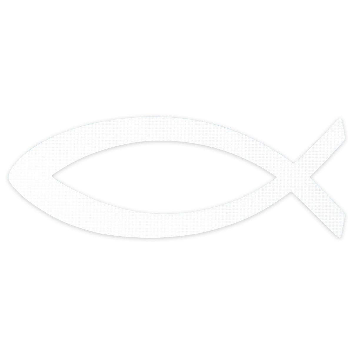 °* Auto-Aufkleber Fisch Ichthys 9cm, wetterfest und lichtbeständig (weiß) von Christliche Geschenkideen