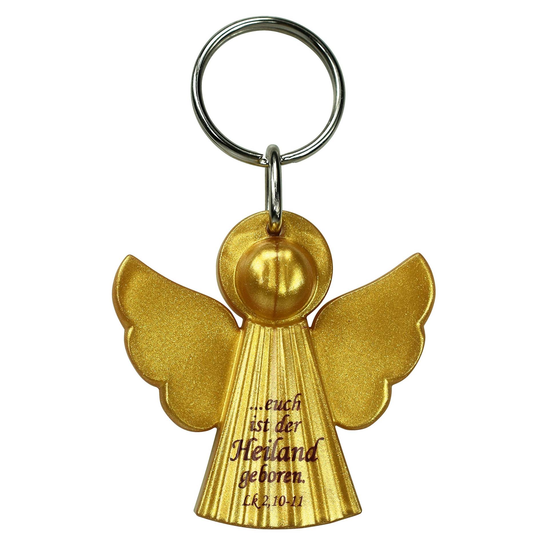 Christliche Geschenkideen Schlüsselanhänger Engel euch ist der Heiland geboren Gold / 5 cm Acryl von Christliche Geschenkideen