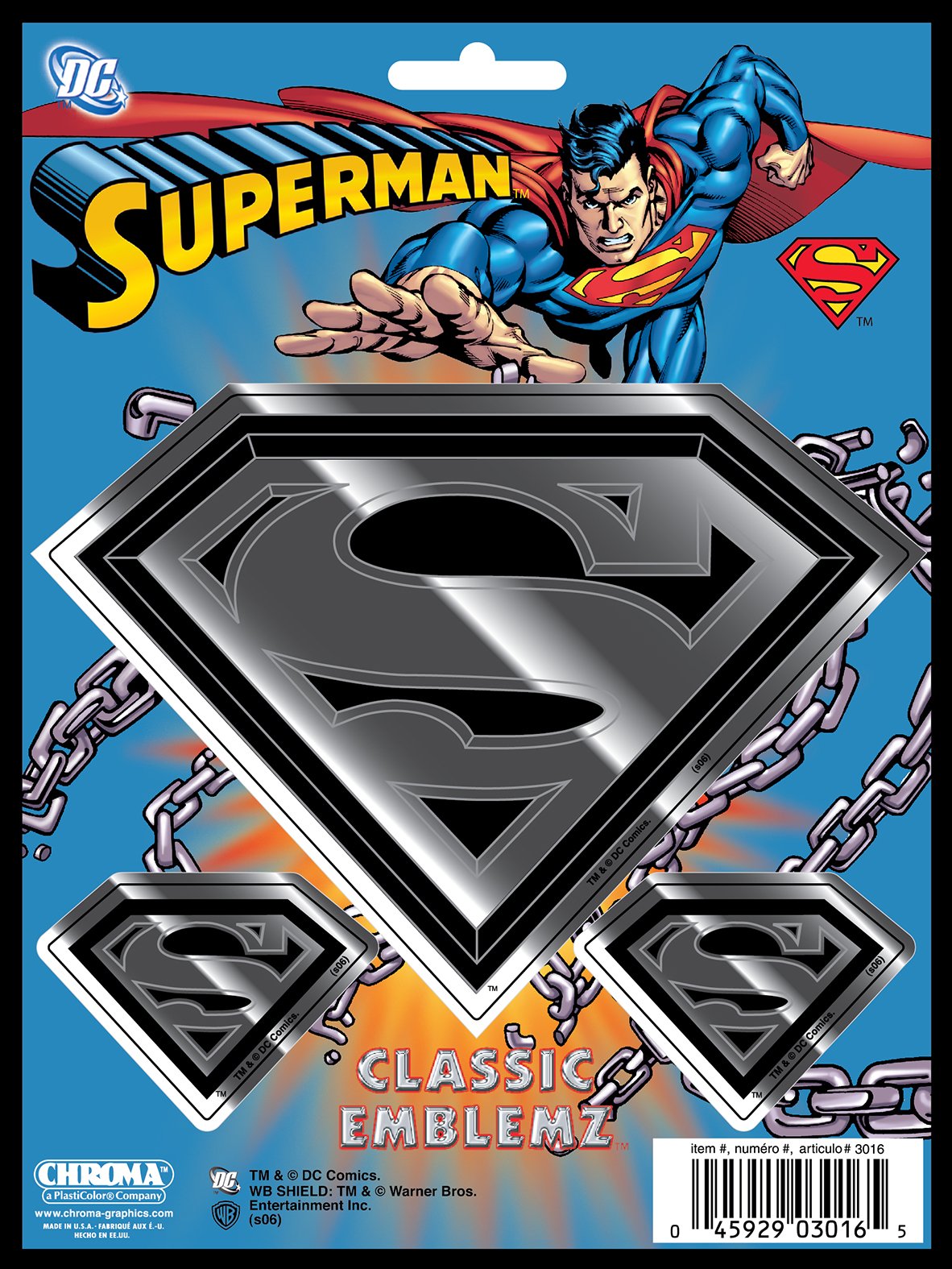 Chroma Graphics 3016 Classic Emblemz Superman-Aufkleber, regulär, 3 Stück von CHROMA
