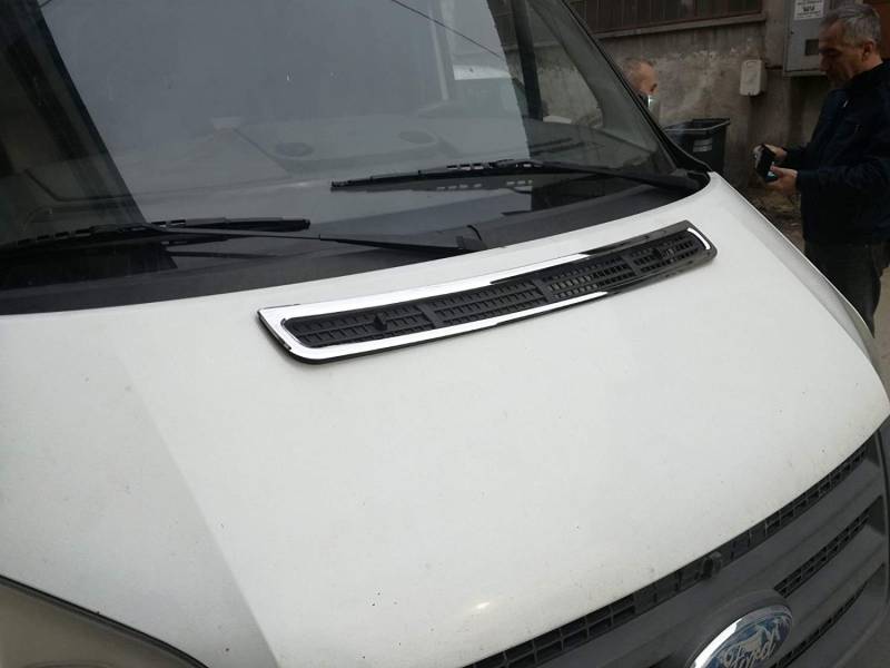 Chromotive Edelstahl Motorhauben-Belüftungshaube für Ford Transit MK7 (2006–2013), Silber, Front, Modern von Chromotive