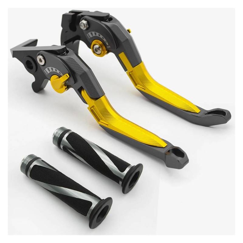 Bremshebel Für Daytona 675R 2011-2016 CNC 3D Verstellbare Faltbare Ausziehbare Motorradbremskupplungshebel Griffgriffe Set Kupplungshebel Motorrad(Gray Lever-Grips) von Chwqfuhf