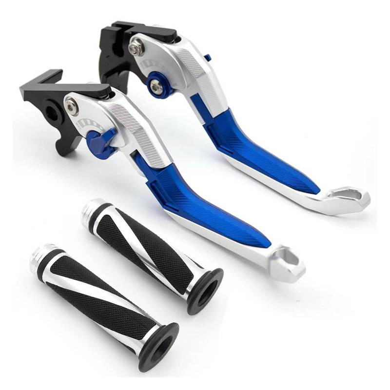 Bremshebel Für Daytona 675R 2011-2016 CNC 3D Verstellbare Faltbare Ausziehbare Motorradbremskupplungshebel Griffgriffe Set Kupplungshebel Motorrad(Silver Lever-Grips) von Chwqfuhf