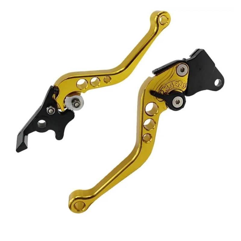 Bremshebel Kupplungs- Und Bremshebel-Set 2-teilig Motorrad-Lenker Bremshebel Aluminiumlegierung Motorrad-Bremsgriff Rostfrei Verstellbar Kupplungshebel Motorrad(Gold) von Chwqfuhf