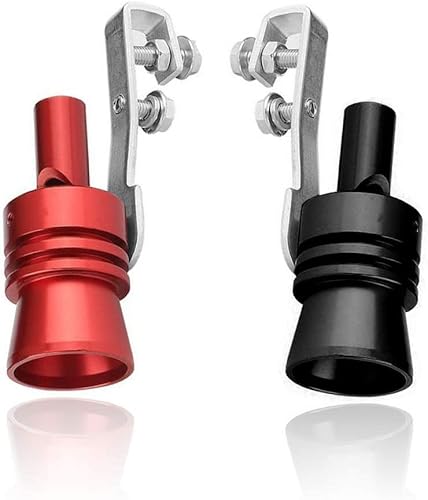 2 Stück Turbo Auspuff Sound Booster, Aluminiumlegierung Auspuff Sound, Turbo Sound Pfeifen Auspuff Endrohr Blow-off VentilSoundgenerator Auto(Schwarz + Rot) von CiCixixi