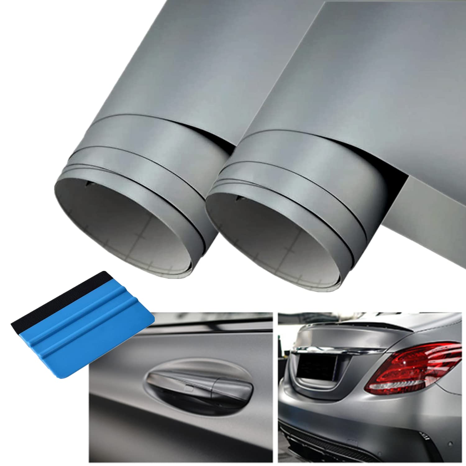 Autofolie Matt Grau,Lackschutzfolien für Auto 2 Pack 30 * 100cm, Autofolie Vinyl Wrap DIY,Lackschutzfolie Ladekantenschutz Folie Stoßstangenschutz, Kratzschutz, Lackschutzfolie von CiCixixi