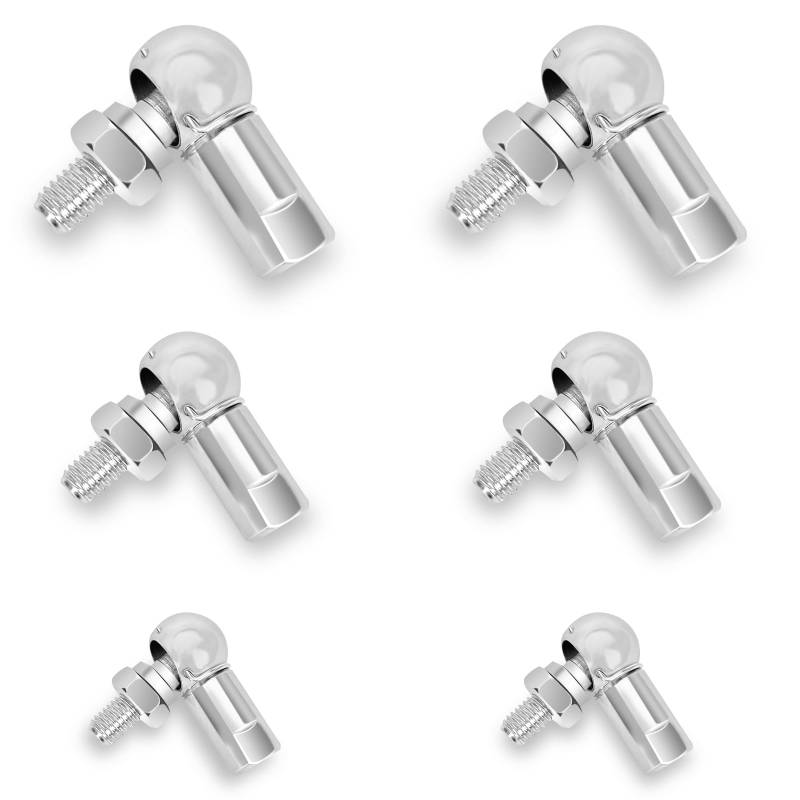 6 Stk Winkel-Kugelgelenk, CS13-M8*1.25 | CS10-M6*1.0 | CS13-M5*0.8 Kugelgelenk-Set, L-förmiges Kugelgelenk, Rechtsgewinde, Stangenendlager, Gewindestangenendlager, Winkelgestänge mit Federclip von CiShow