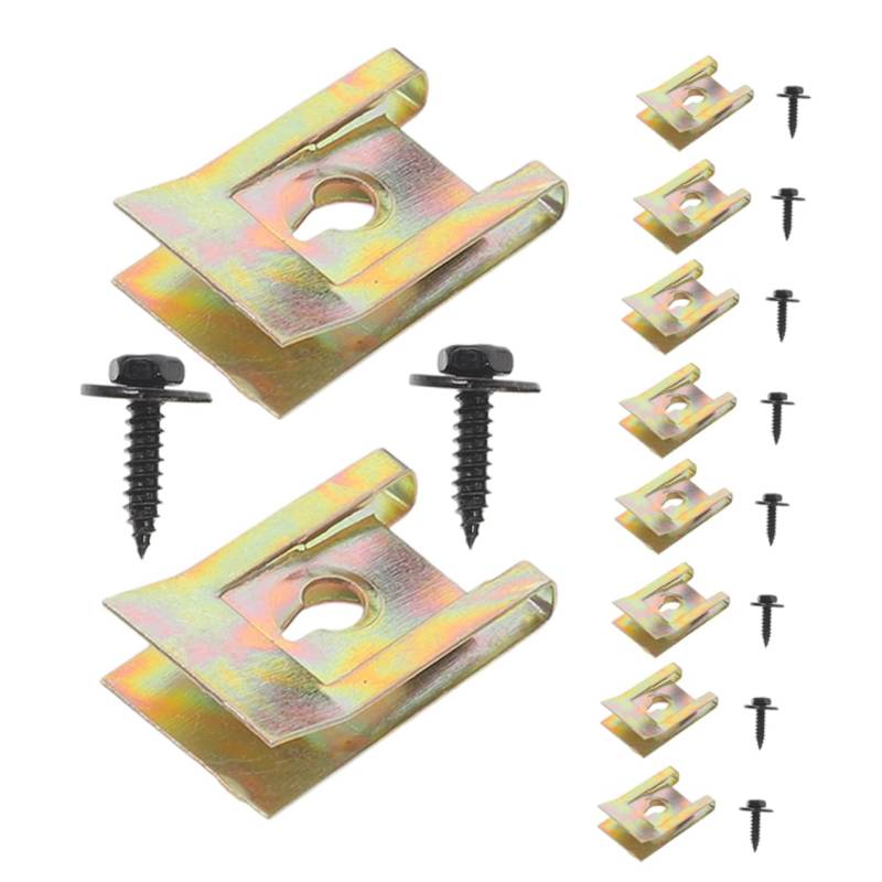 Ciieeo 10 Sätze Auto-U-Clip-Clip-Kit autozubehör ersatzteile Schutzblechschrauben DIY-Autodekoration Autoteile Schrauben Sie den U-Clip fest Spritzschutzschrauben U-Nuss-Clips Eisen von Ciieeo