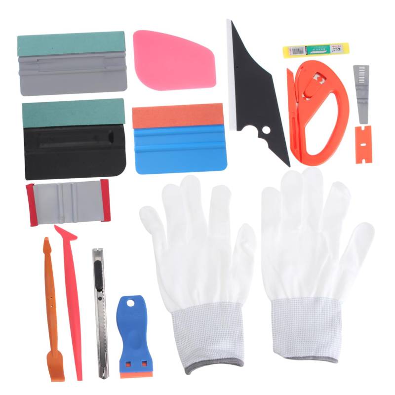 Ciieeo 15Stücke Teiliges Auto Folierungswerkzeug Set Fenstertönung Toolkit Mit Rakel Cutter Und Ersatzklingen Für Präzise Fahrzeugfolierung Und Blasenentfernung von Ciieeo