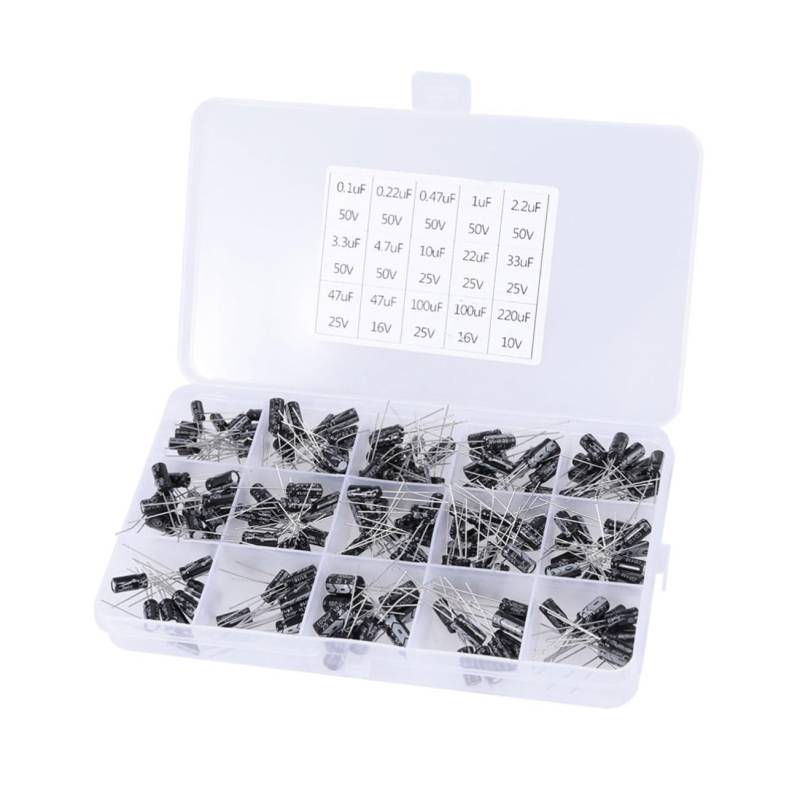 Ciieeo 200 Aluminium Elektrolytkondensatoren Elektrolytkondensator Kit Kondensator Sortiment Kit Aluminium Elektrolyse Schwarz von Ciieeo