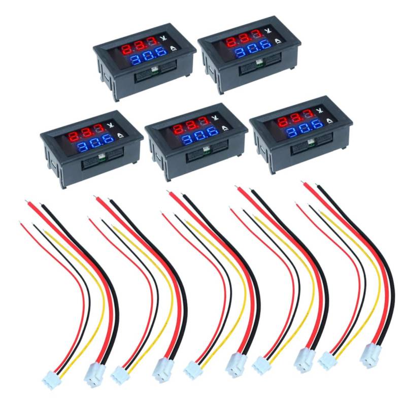 Ciieeo 5Stücke Digitales Amperemeter Voltmeter Dc Anzeige Präziser Strom Und Spannungsmesser Klarer Dual Display Für Li Ion Batterien Und Elektronik von Ciieeo